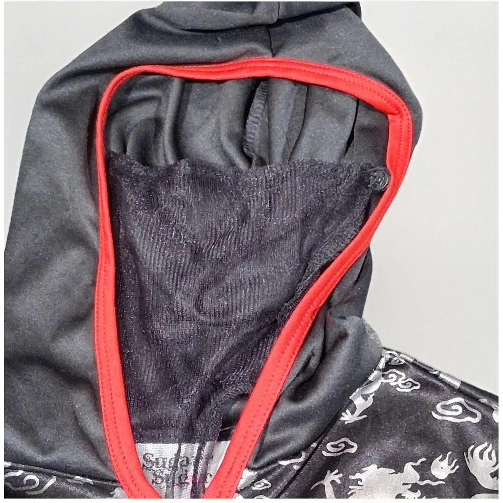 Sugar Sugar by Dreamgirl Ninja Costume Hooded Tunic Dragon Print Black Red Small